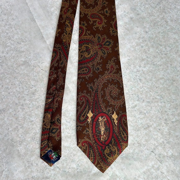 Briar Men’s Silk Tie Vintage Golfer Swing Paisley Print Made In Italy - Picture 4 of 13